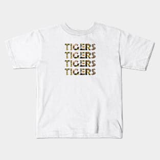 Tigers Tigers Tigers Tigers - wildlife oil painting word art Kids T-Shirt